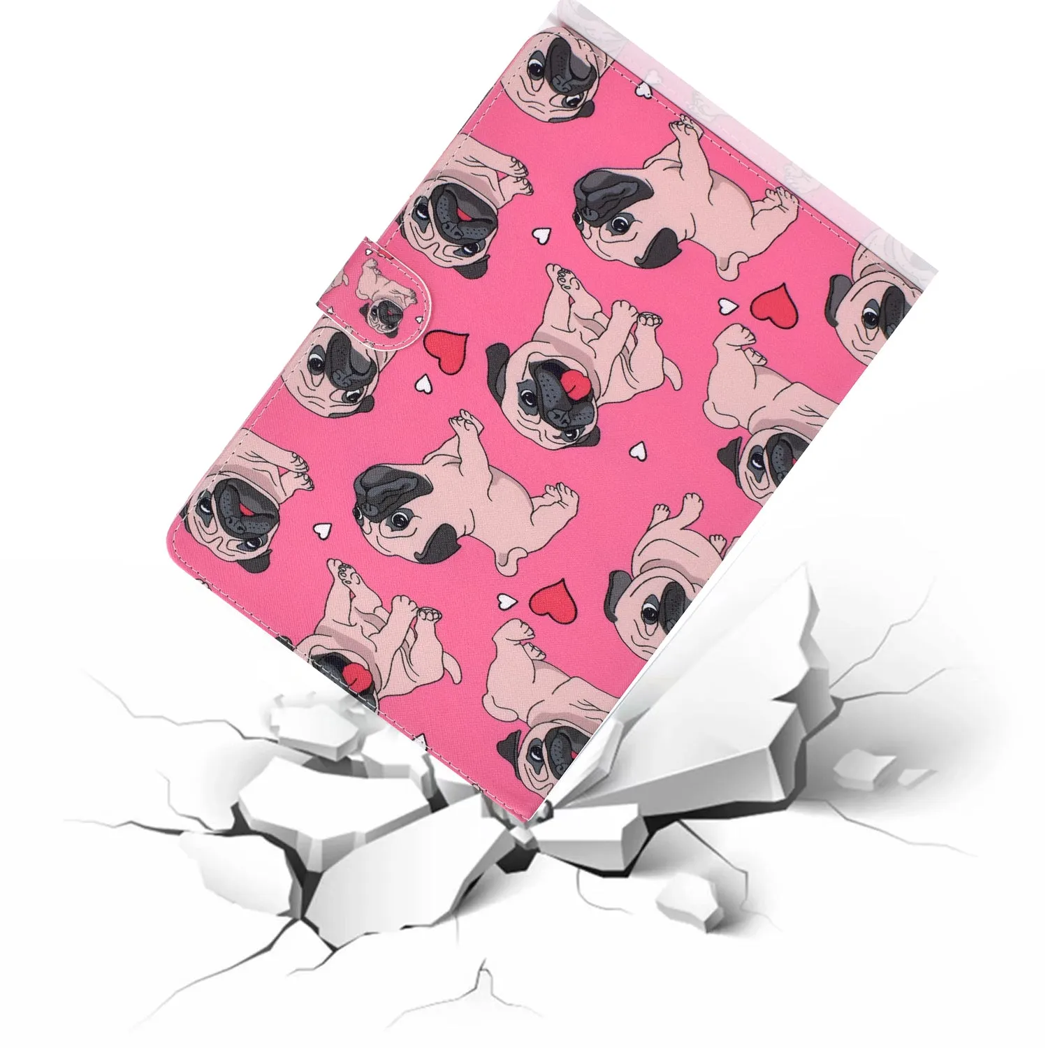 For Samsung T510/T515 Laptop Protective Case with Front Snap Cute Cartoon Color Painted Smart Stay PU Cover  Caring dog