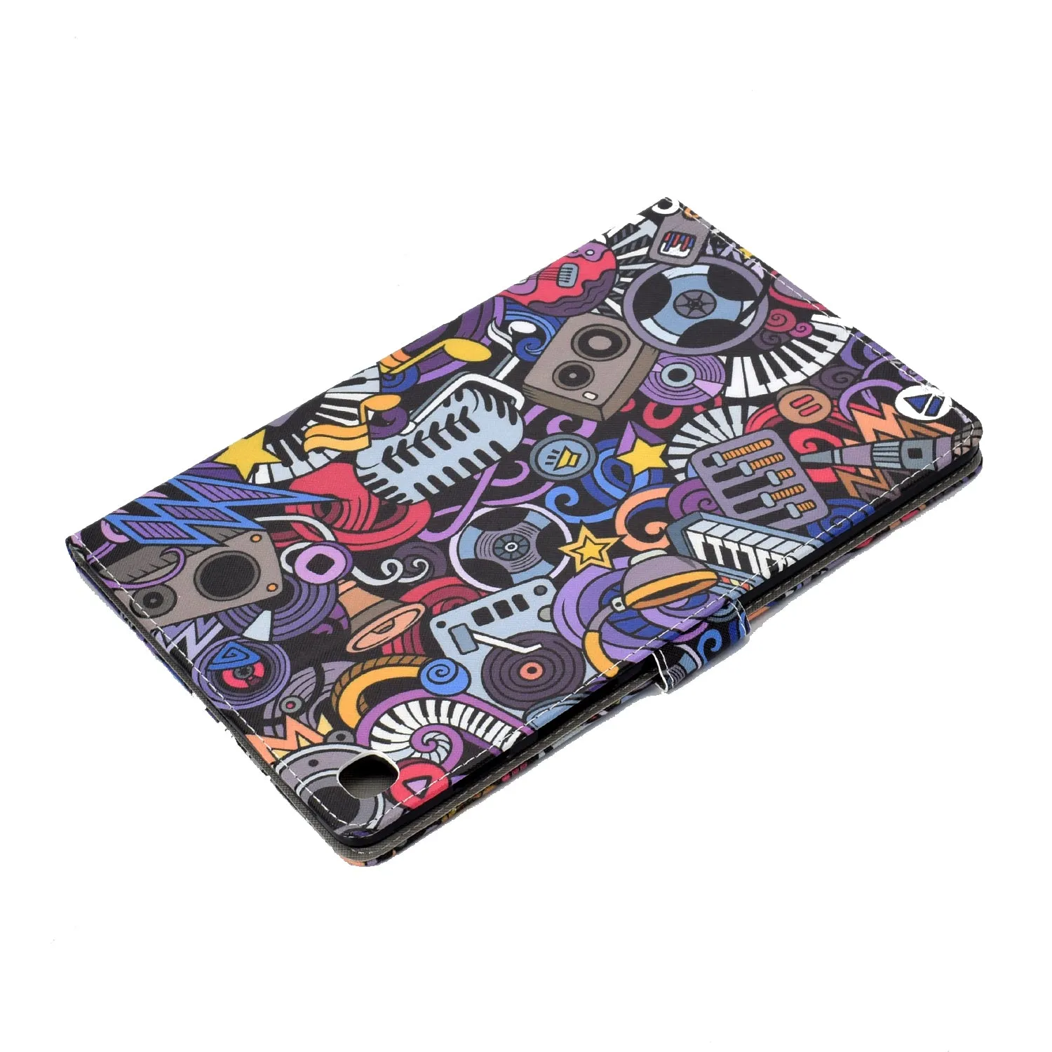 For Samsung T510/T515 Laptop Protective Case with Front Snap Cute Cartoon Color Painted Smart Stay PU Cover  Graffiti