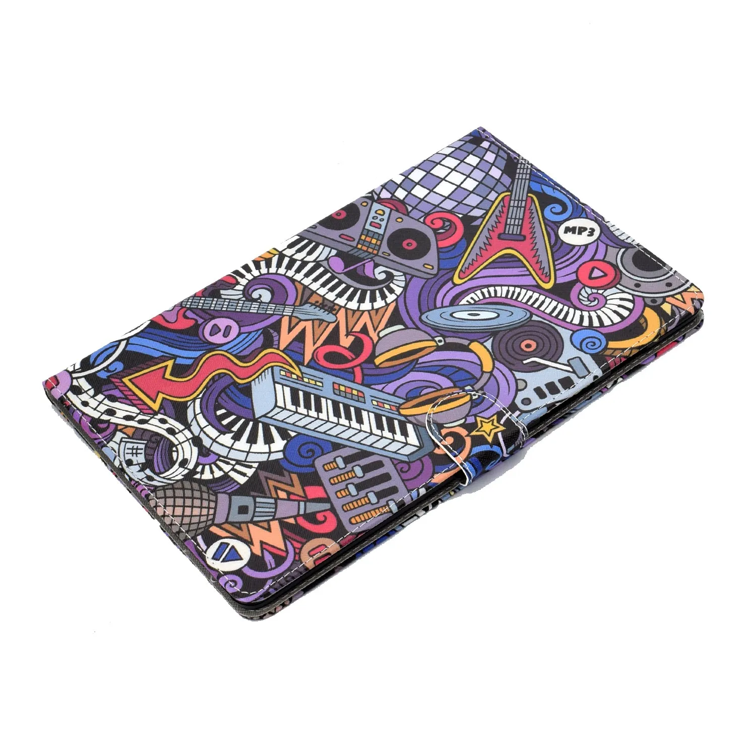 For Samsung T510/T515 Laptop Protective Case with Front Snap Cute Cartoon Color Painted Smart Stay PU Cover  Graffiti