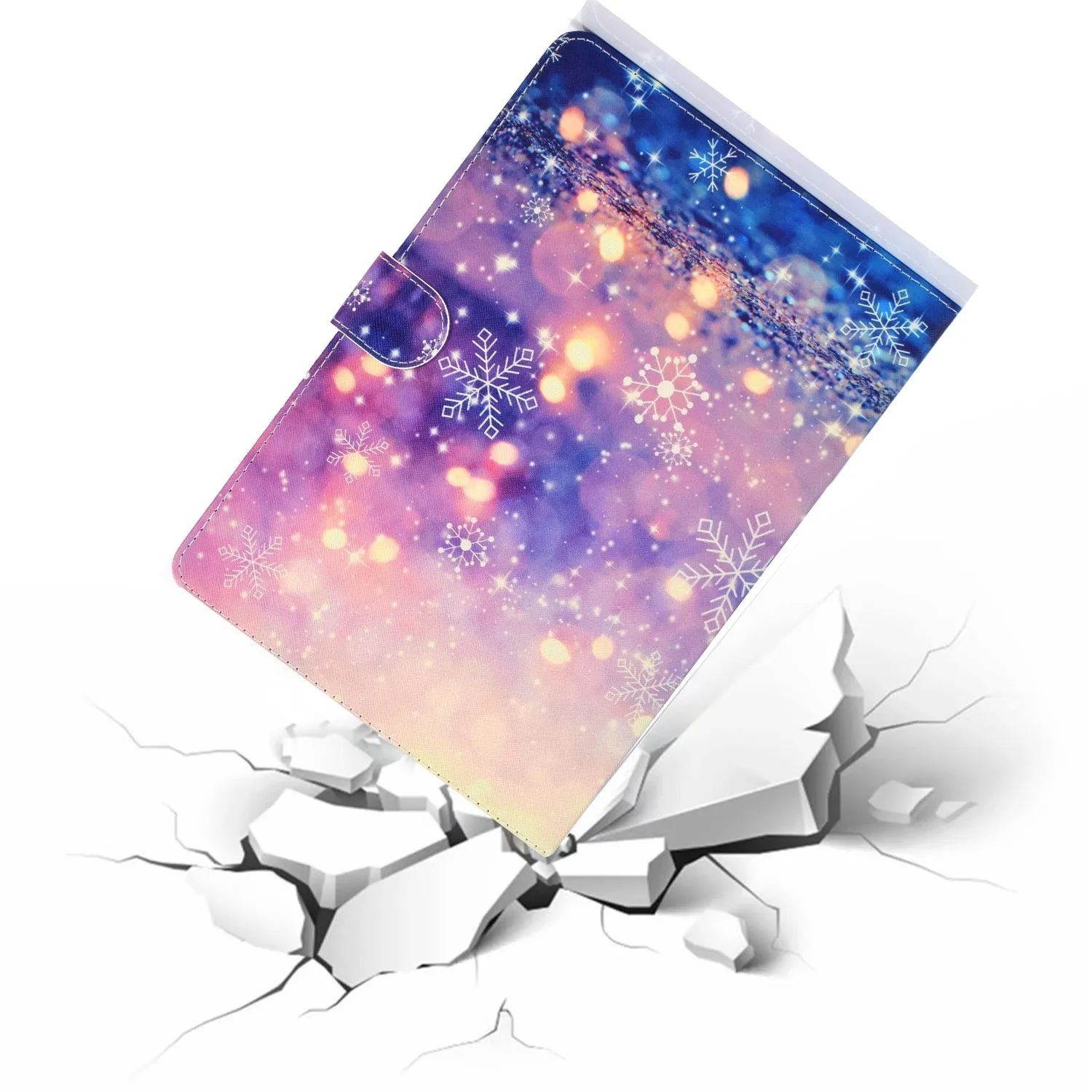 For Samsung T510/T515 Laptop Protective Case with Front Snap Cute Cartoon Color Painted Smart Stay PU Cover  Purple quicksand