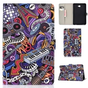 For Samsung T580 PU Laptop Protective Case with Front Snap Color Painted Smart Stay Cover  Graffiti