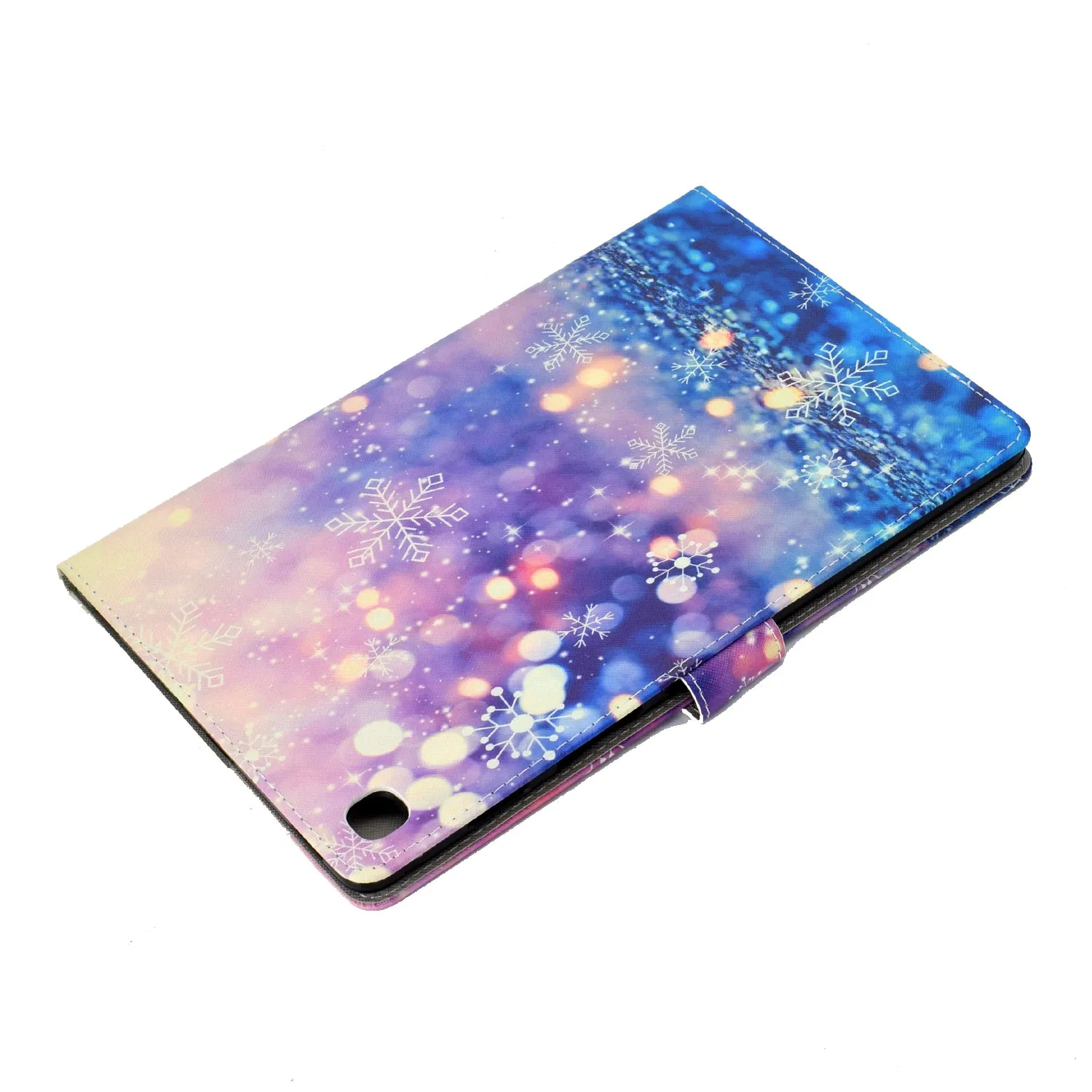For Samsung T720/T725 Laptop Protective Cover Cartoon Color Painted Smart Stay PU Cover with Front Snap Purple quicksand