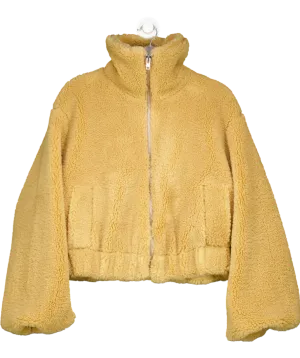 Free People Beige Get Cosy Teddy Jacket UK XS