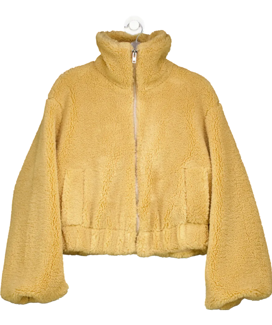 Free People Beige Get Cosy Teddy Jacket UK XS