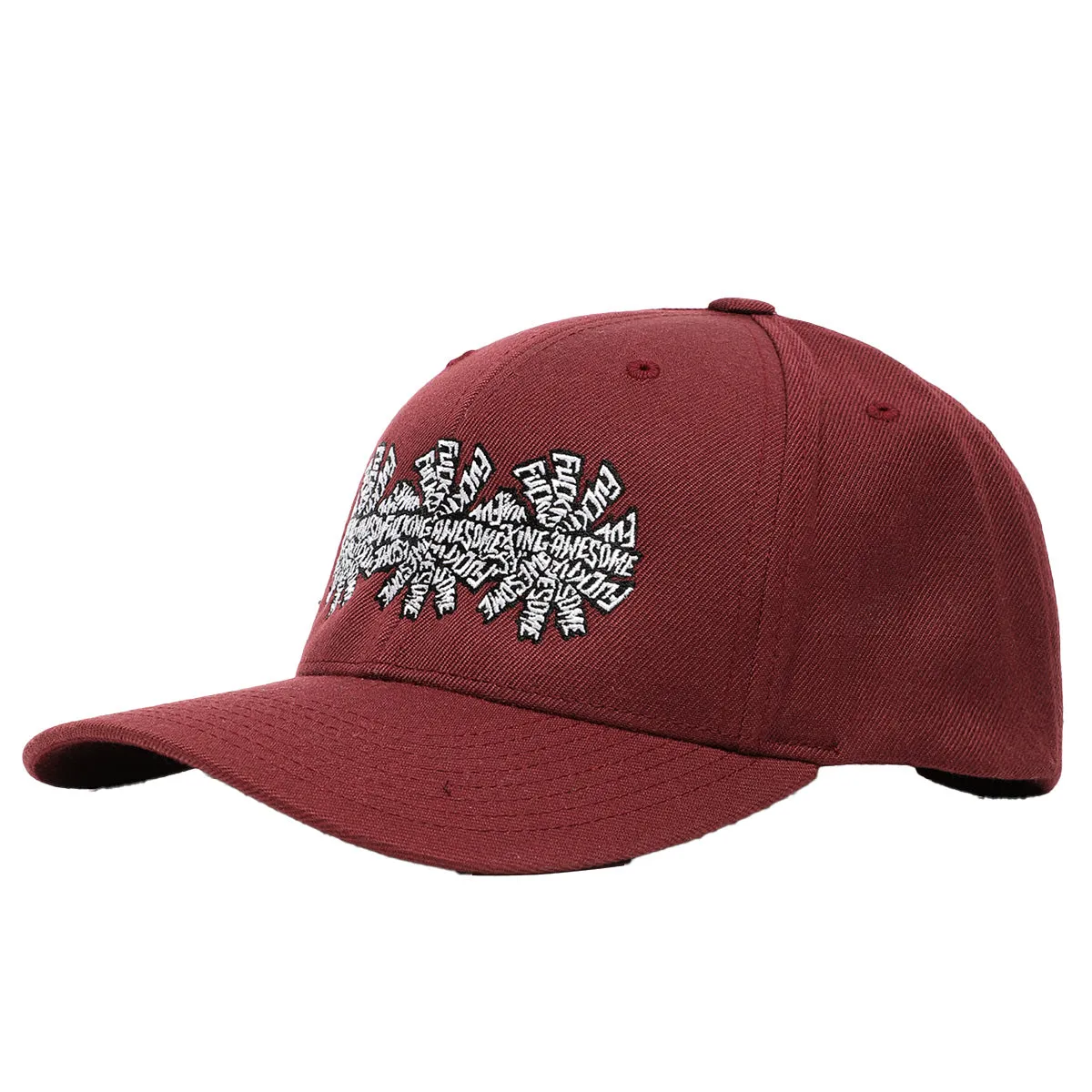 Fucking Awesome - 3 Spiral Embroidered Snapback Maroon
