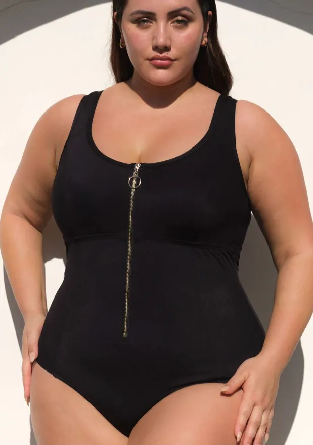 Fuseli Gold Zip One Piece Black