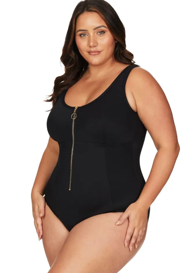 Fuseli Gold Zip One Piece Black