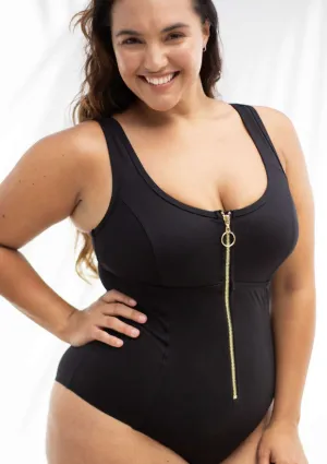 Fuseli Gold Zip One Piece Black