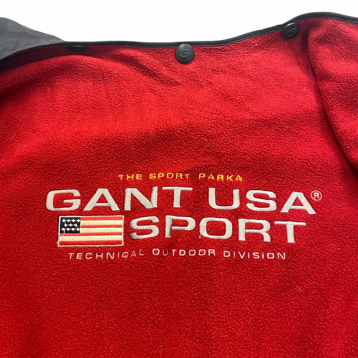 Gant Fleece Jacket Lining | Vintage Mens High End Designer Black Red Medium