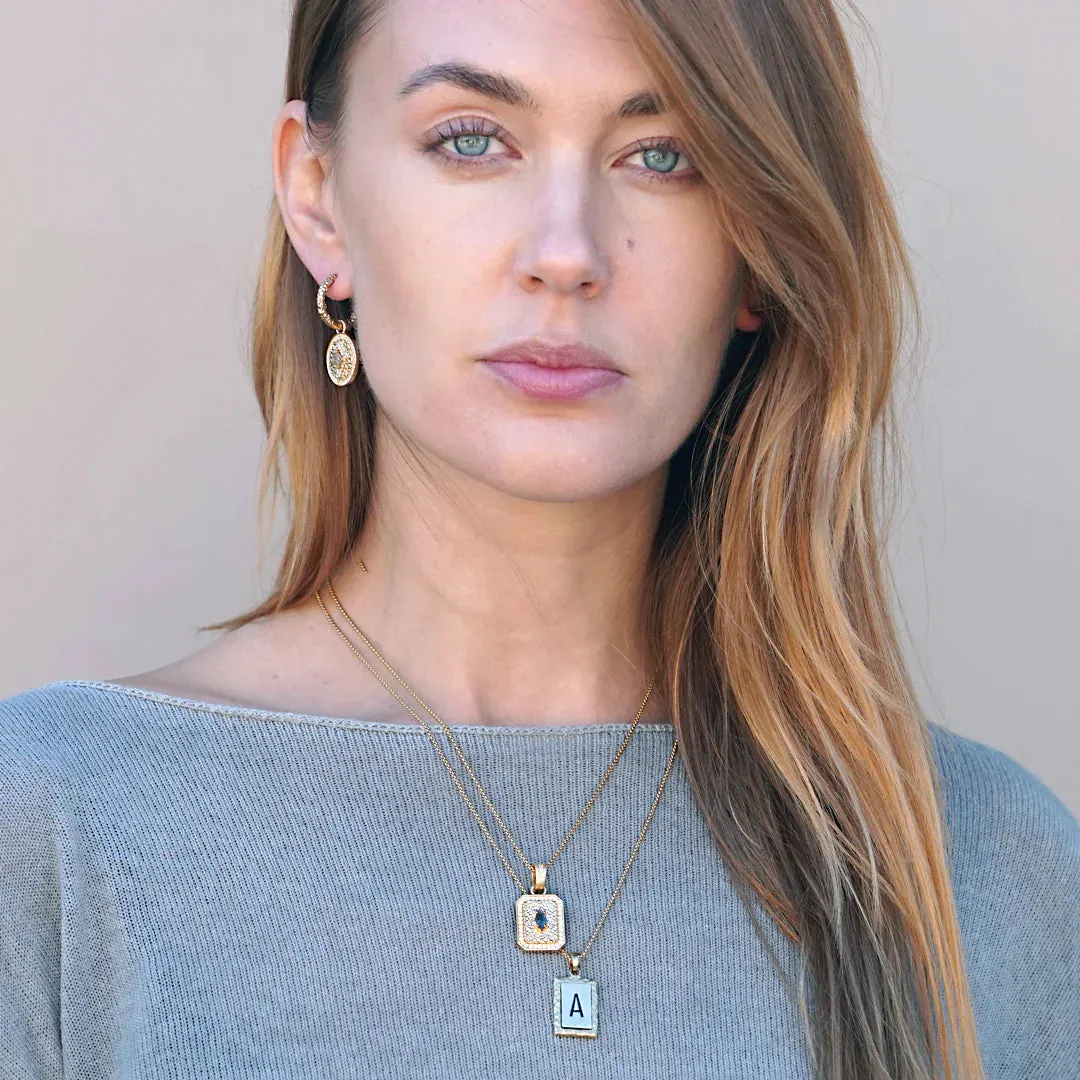 GOLD LABRADORITE SHIELD NECKLACE