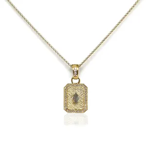 GOLD LABRADORITE SHIELD NECKLACE
