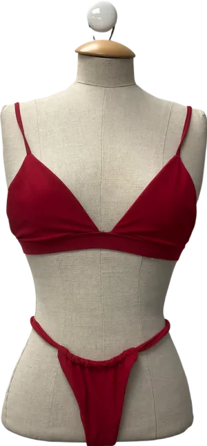 Gonza Red Gizele Triangle Top & Gizele Side Strap Bottom & Gizele Ruched Bottom UK S