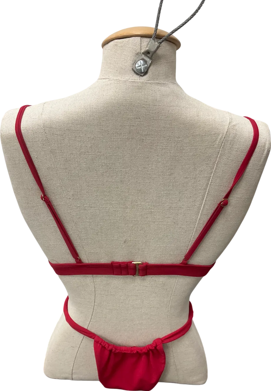 Gonza Red Gizele Triangle Top & Gizele Side Strap Bottom & Gizele Ruched Bottom UK S