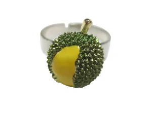 Green and Yellow Toned Durian Fruit Adjustable Size Fashion Ring