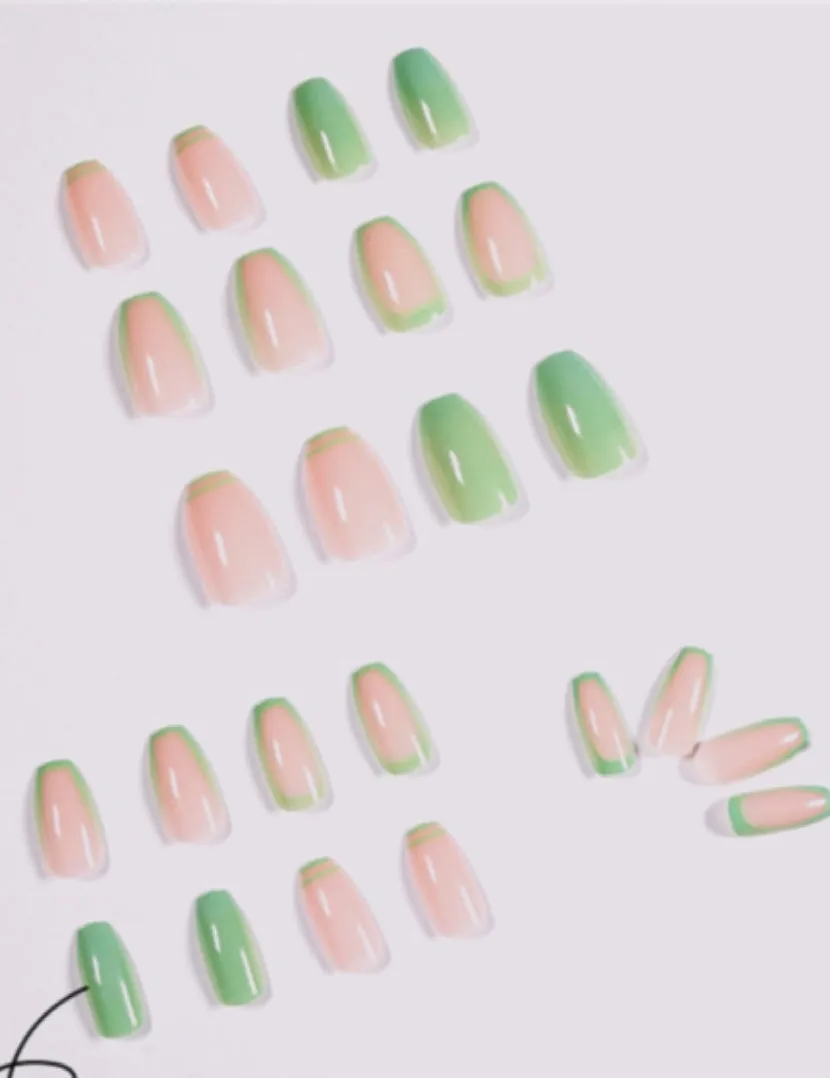 Green Blush Press on Nails