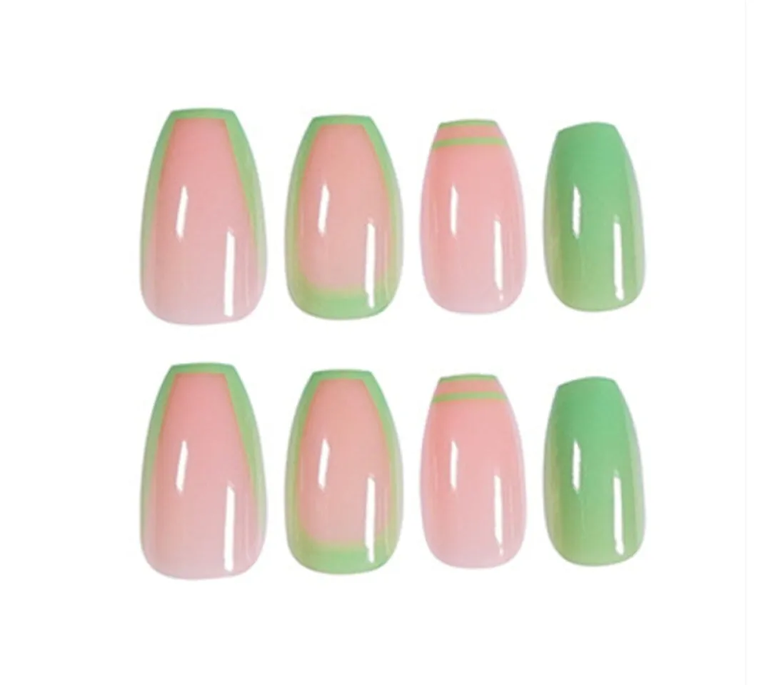 Green Blush Press on Nails