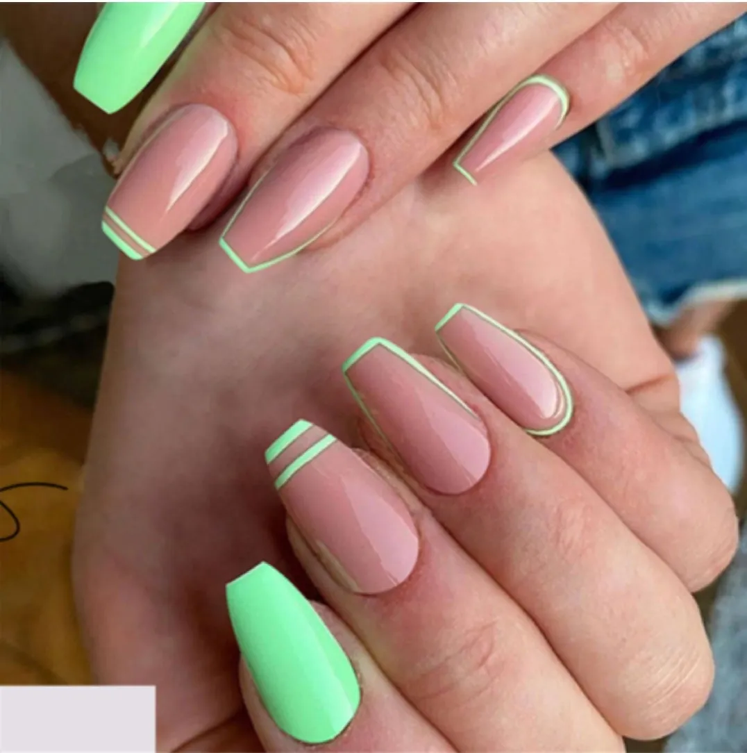 Green Blush Press on Nails