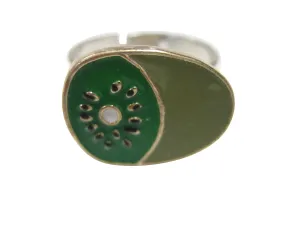 Green Kiwi Fruit Adjustable Size Fashion Ring