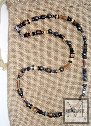 Gunmetal Rocker Gemstone Beaded Necklace