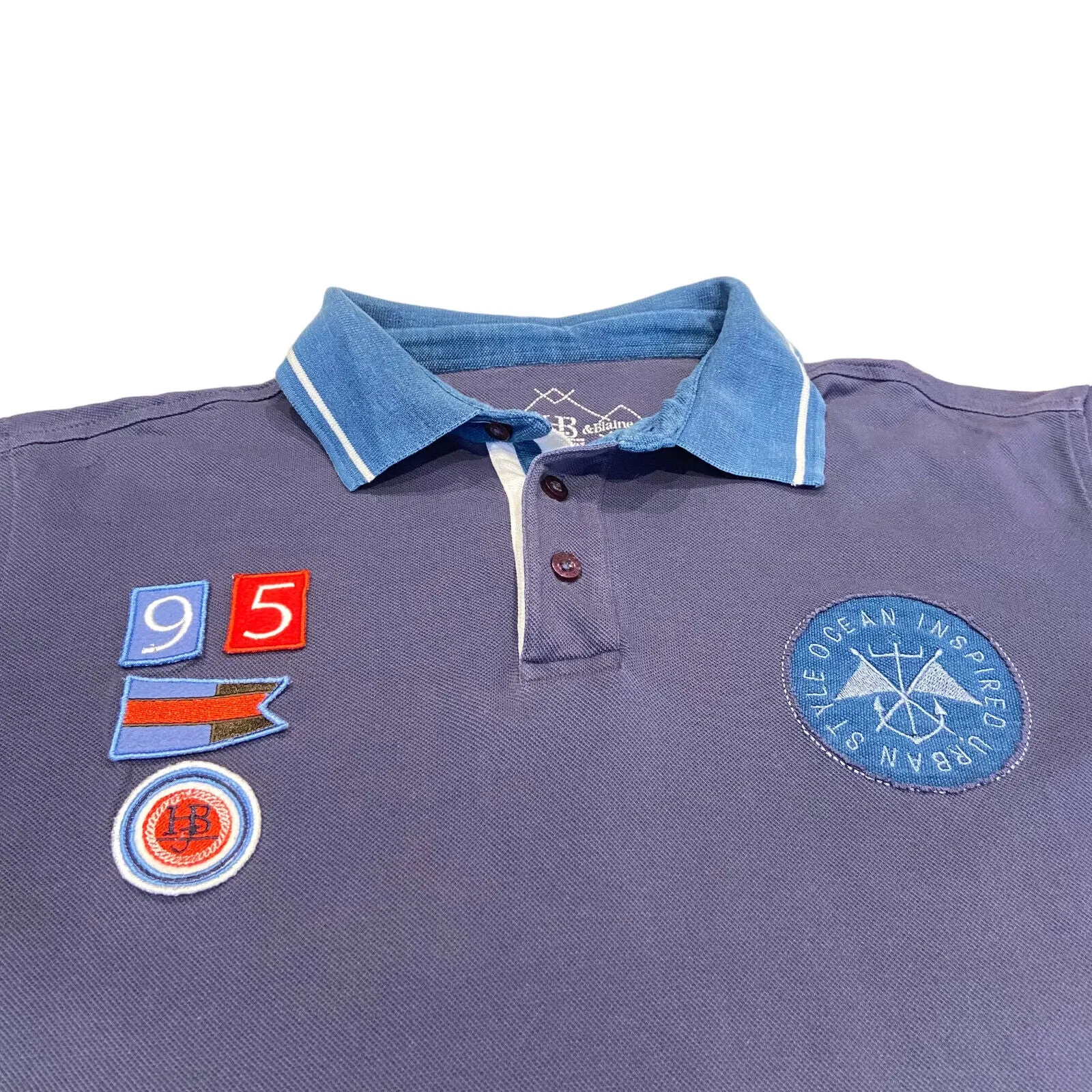 Harmont & Blaine Polo Shirt | Vintage Mens Luxury High End Designer Blue Large