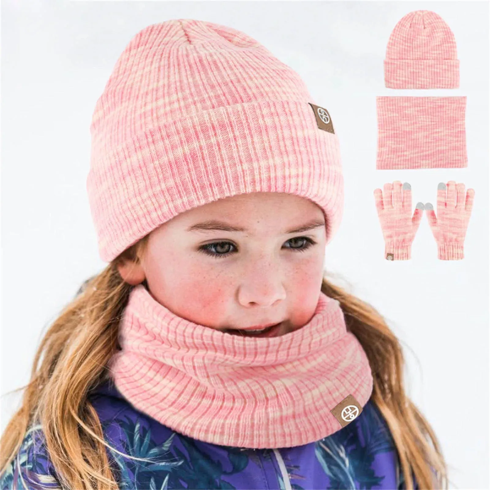 Hats For Babies Kids Winter Hat Gloves Scarf Set Girls Boys Toddler Children Hats With Pom Knit Neck Warmer Gaiter Mittens