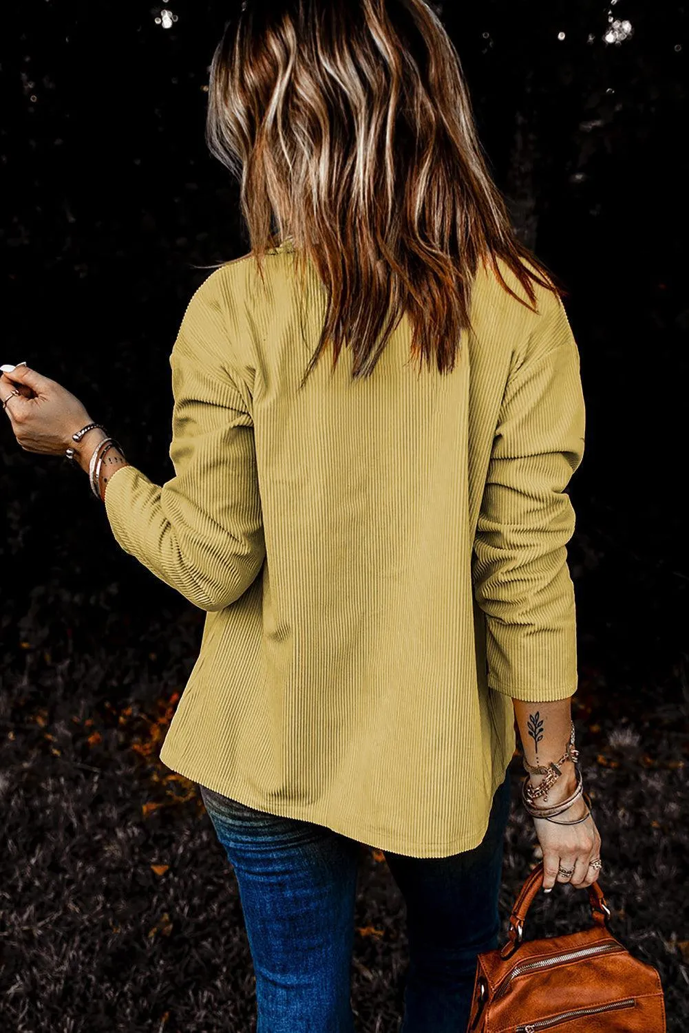 Hazel Blues® | Pocketed Button Ribbed Textured Shacket