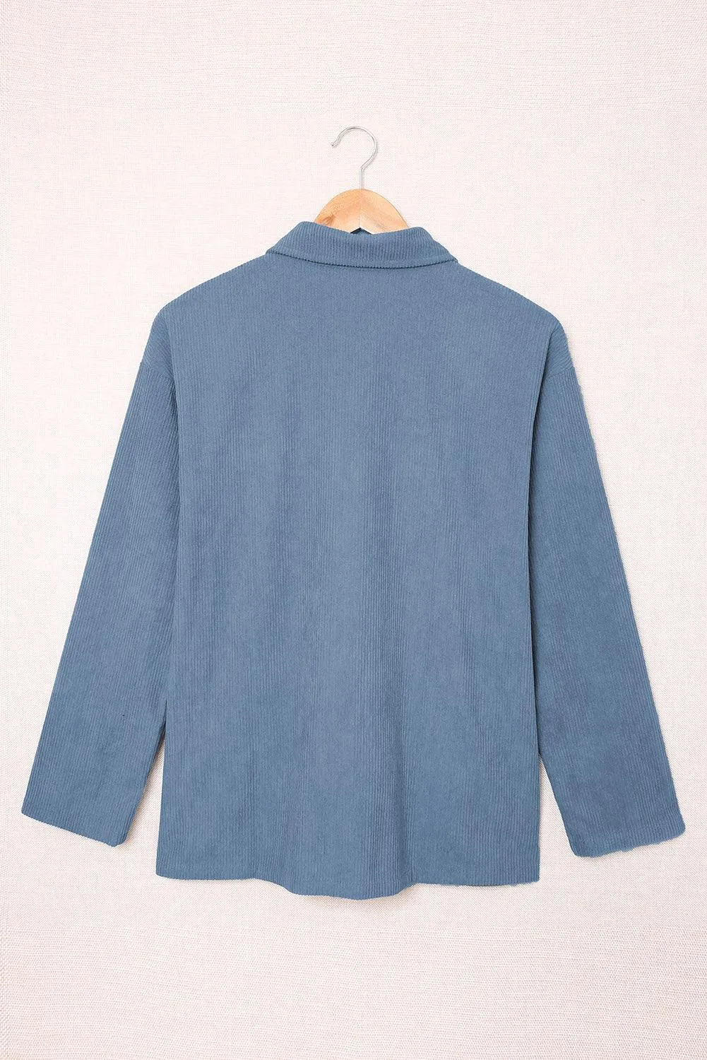 Hazel Blues® | Pocketed Button Ribbed Textured Shacket
