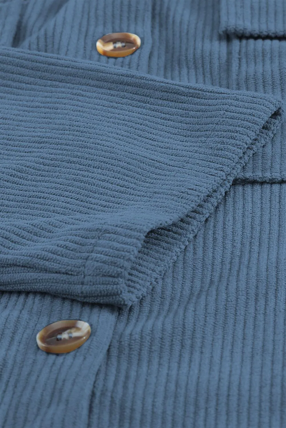 Hazel Blues® | Pocketed Button Ribbed Textured Shacket