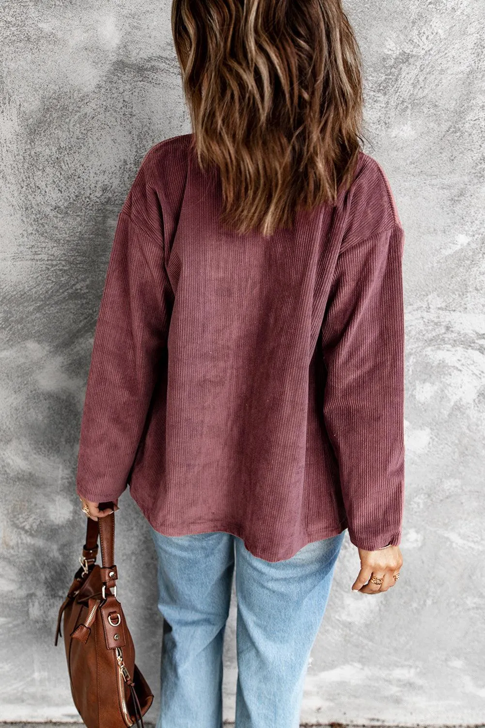 Hazel Blues® | Pocketed Button Ribbed Textured Shacket