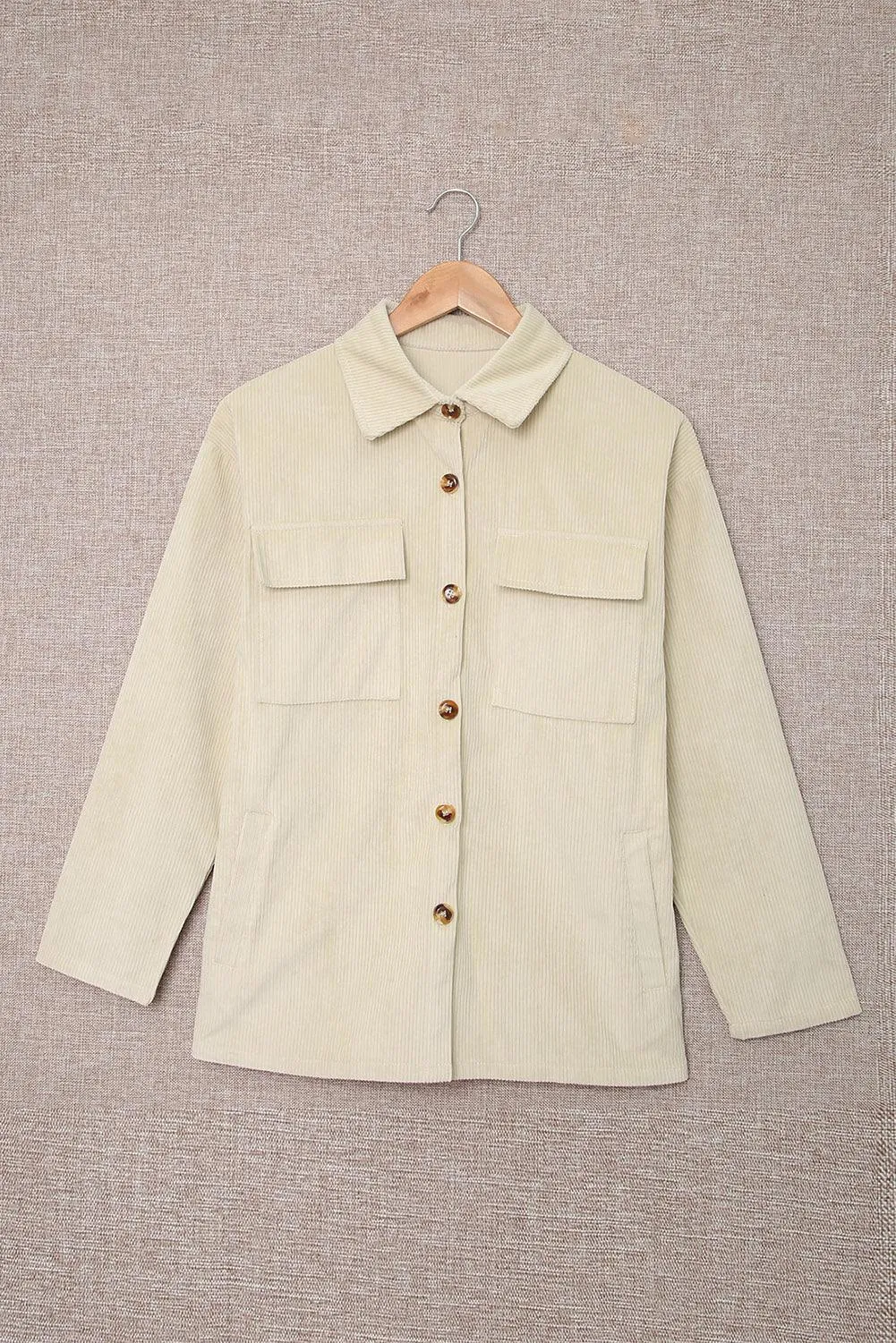 Hazel Blues® | Pocketed Button Ribbed Textured Shacket