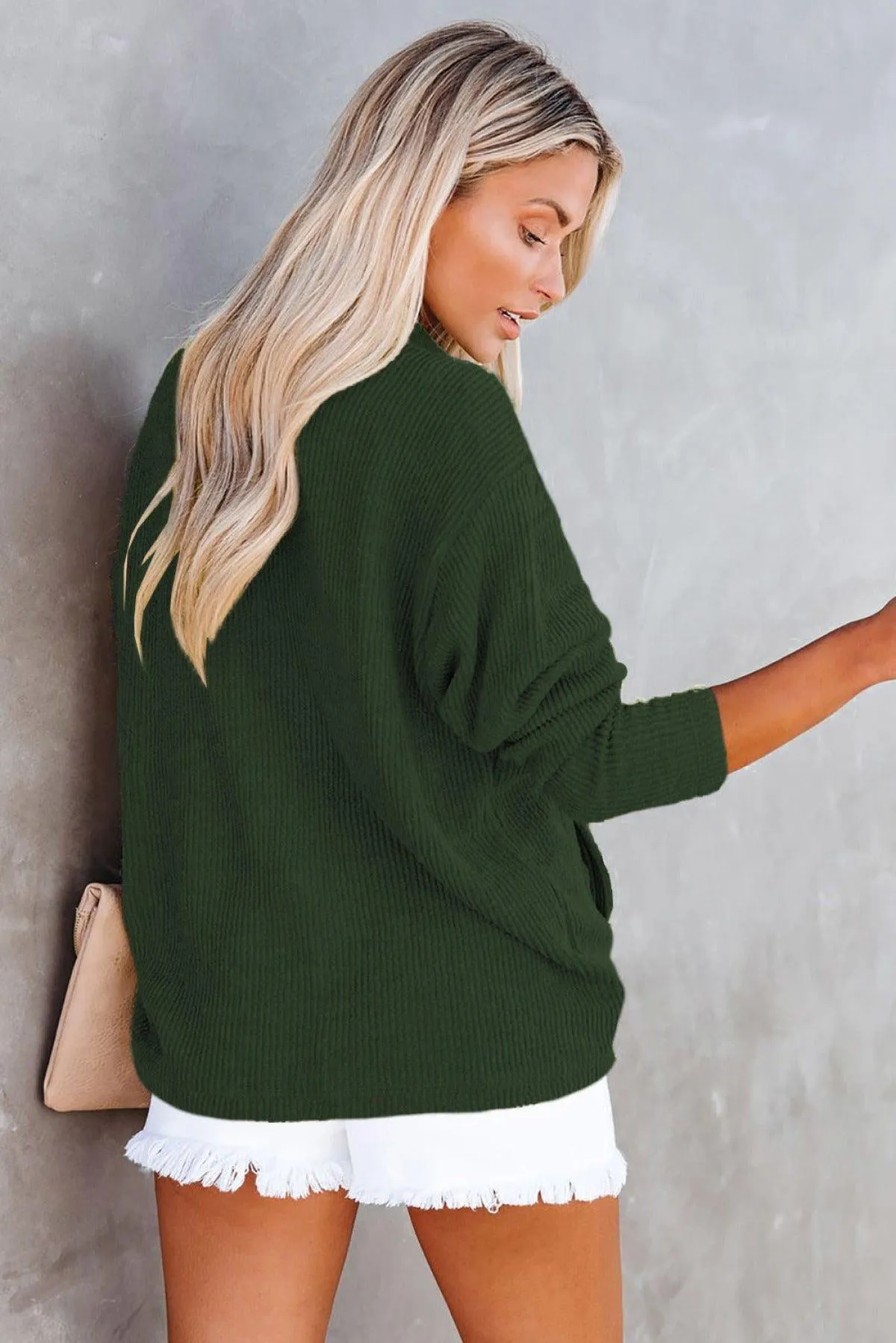 Hazel Blues® | Pocketed Button Ribbed Textured Shacket