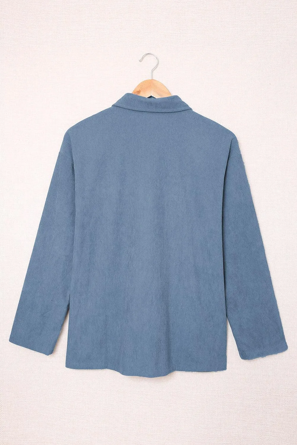 Hazel Blues® | Pocketed Button Ribbed Textured Shacket