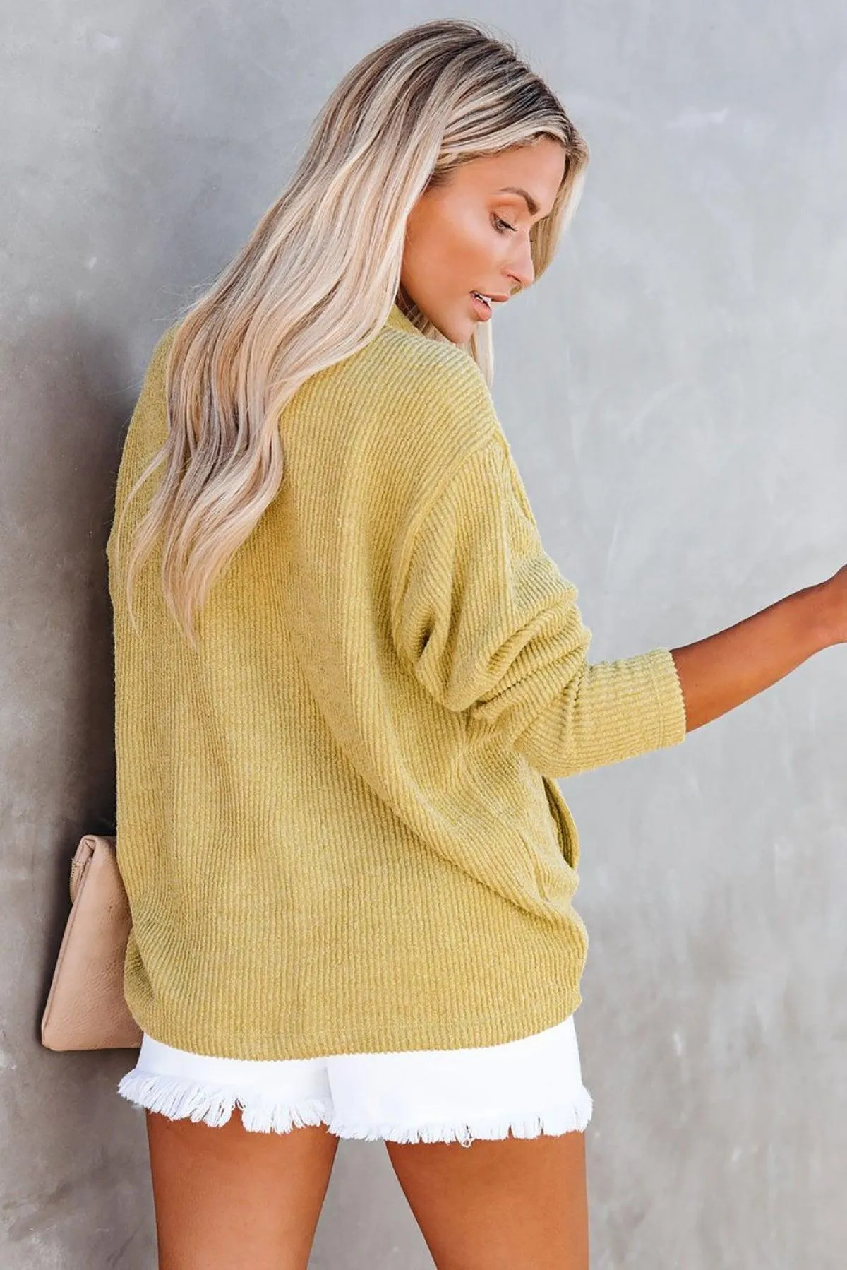 Hazel Blues® | Pocketed Button Ribbed Textured Shacket