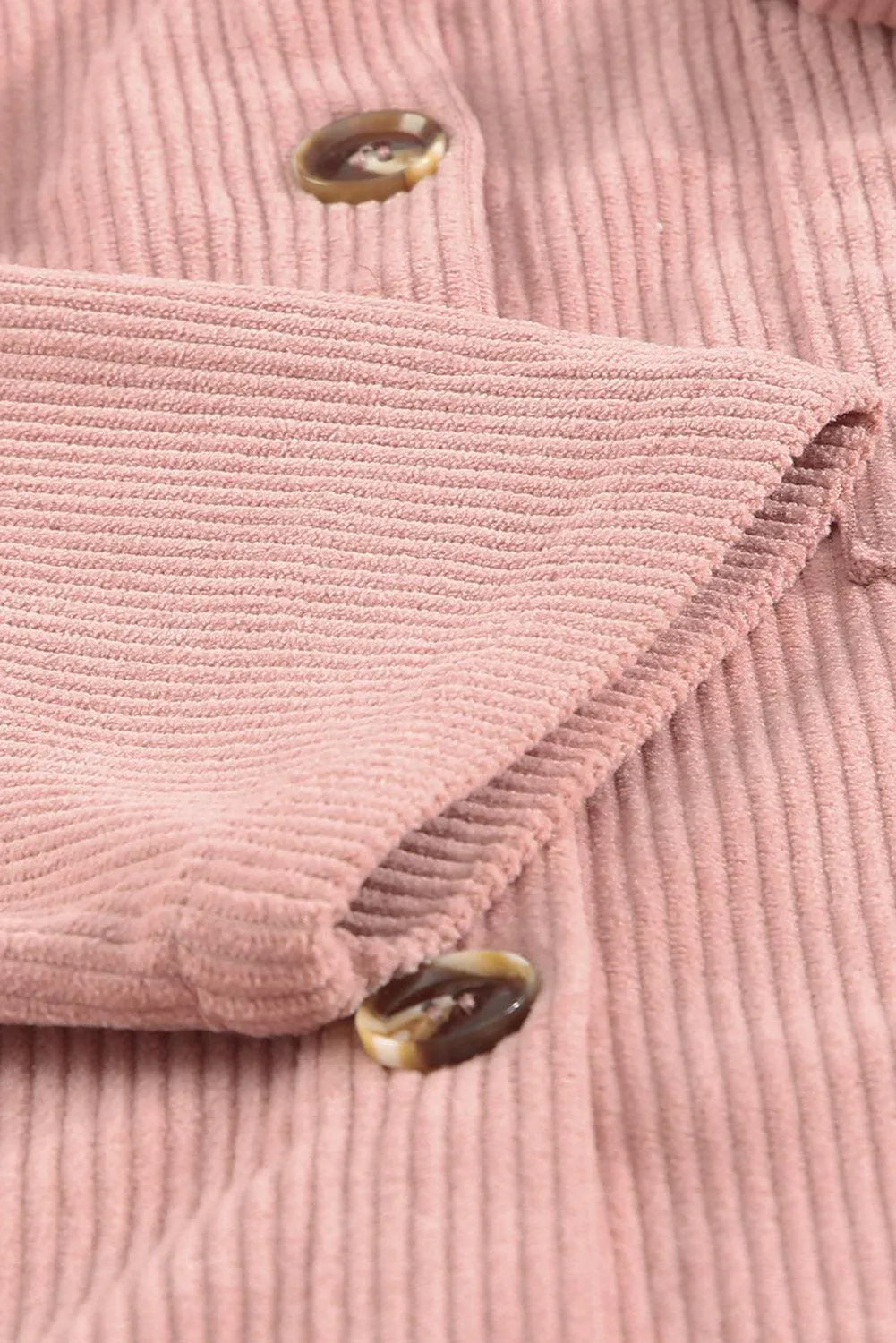 Hazel Blues® | Pocketed Button Ribbed Textured Shacket