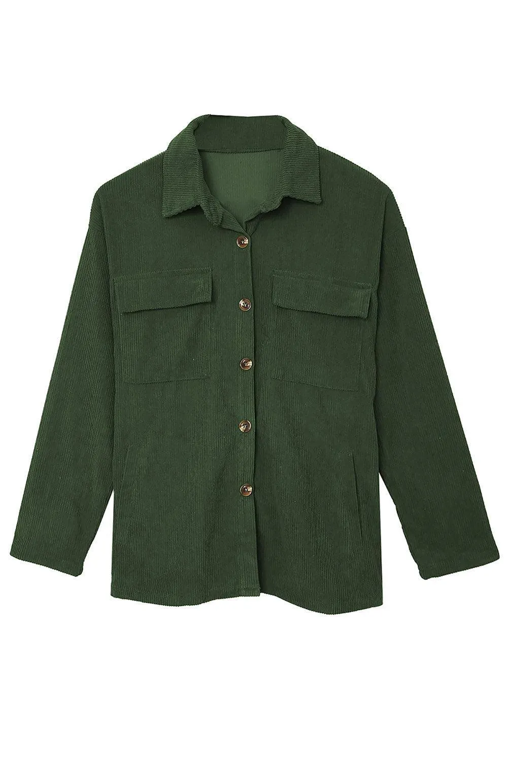 Hazel Blues® | Pocketed Button Ribbed Textured Shacket