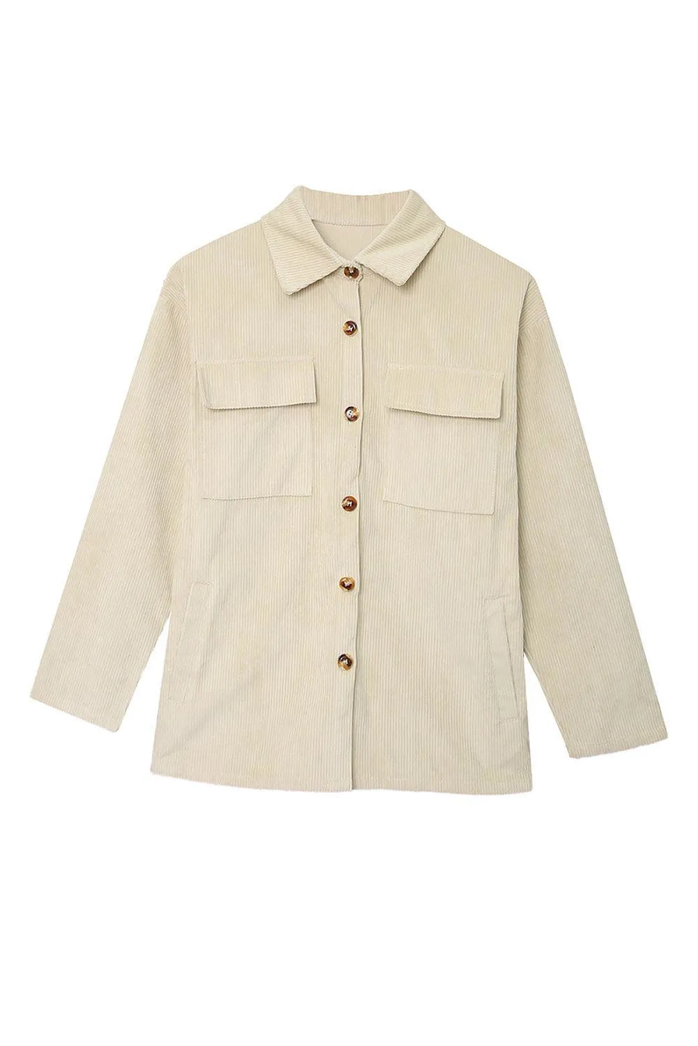 Hazel Blues® | Pocketed Button Ribbed Textured Shacket