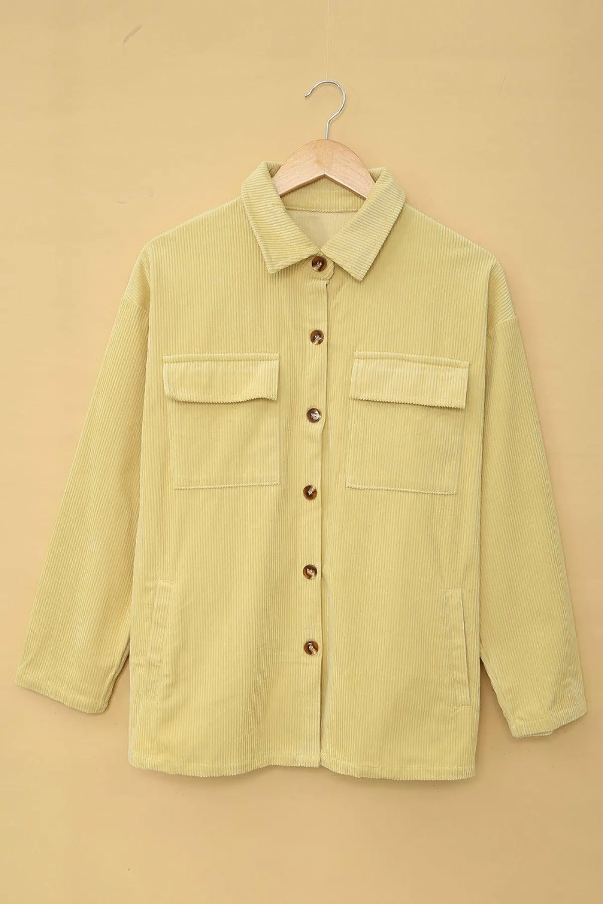 Hazel Blues® | Pocketed Button Ribbed Textured Shacket