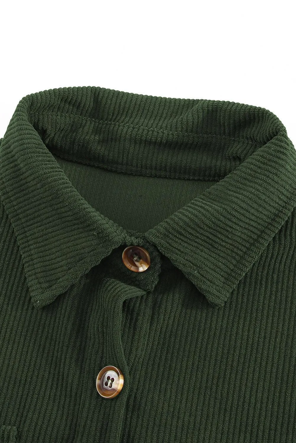 Hazel Blues® | Pocketed Button Ribbed Textured Shacket