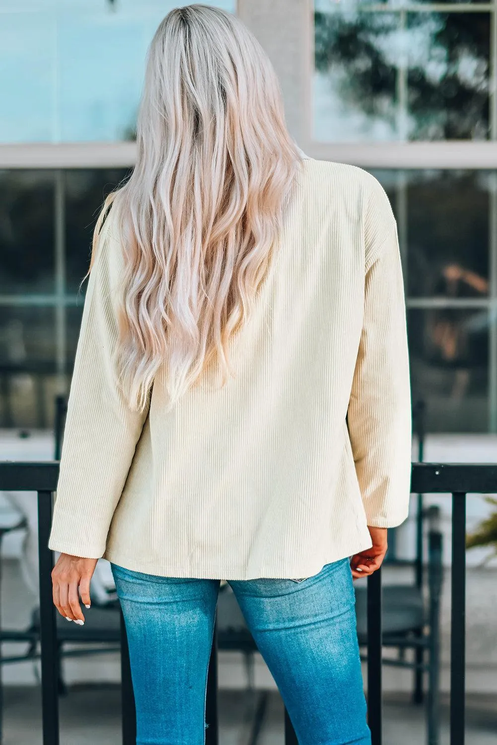 Hazel Blues® | Pocketed Button Ribbed Textured Shacket