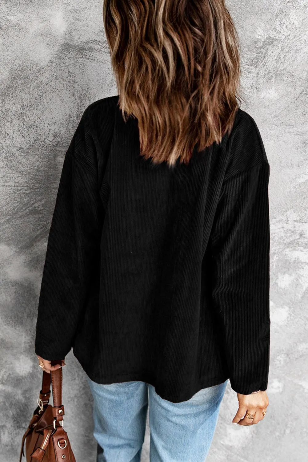 Hazel Blues® | Pocketed Button Ribbed Textured Shacket