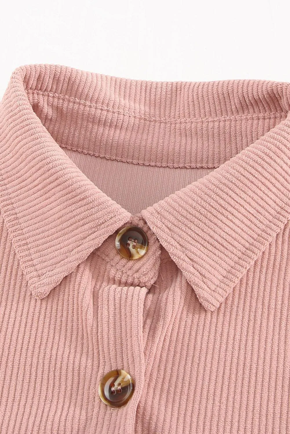 Hazel Blues® | Pocketed Button Ribbed Textured Shacket