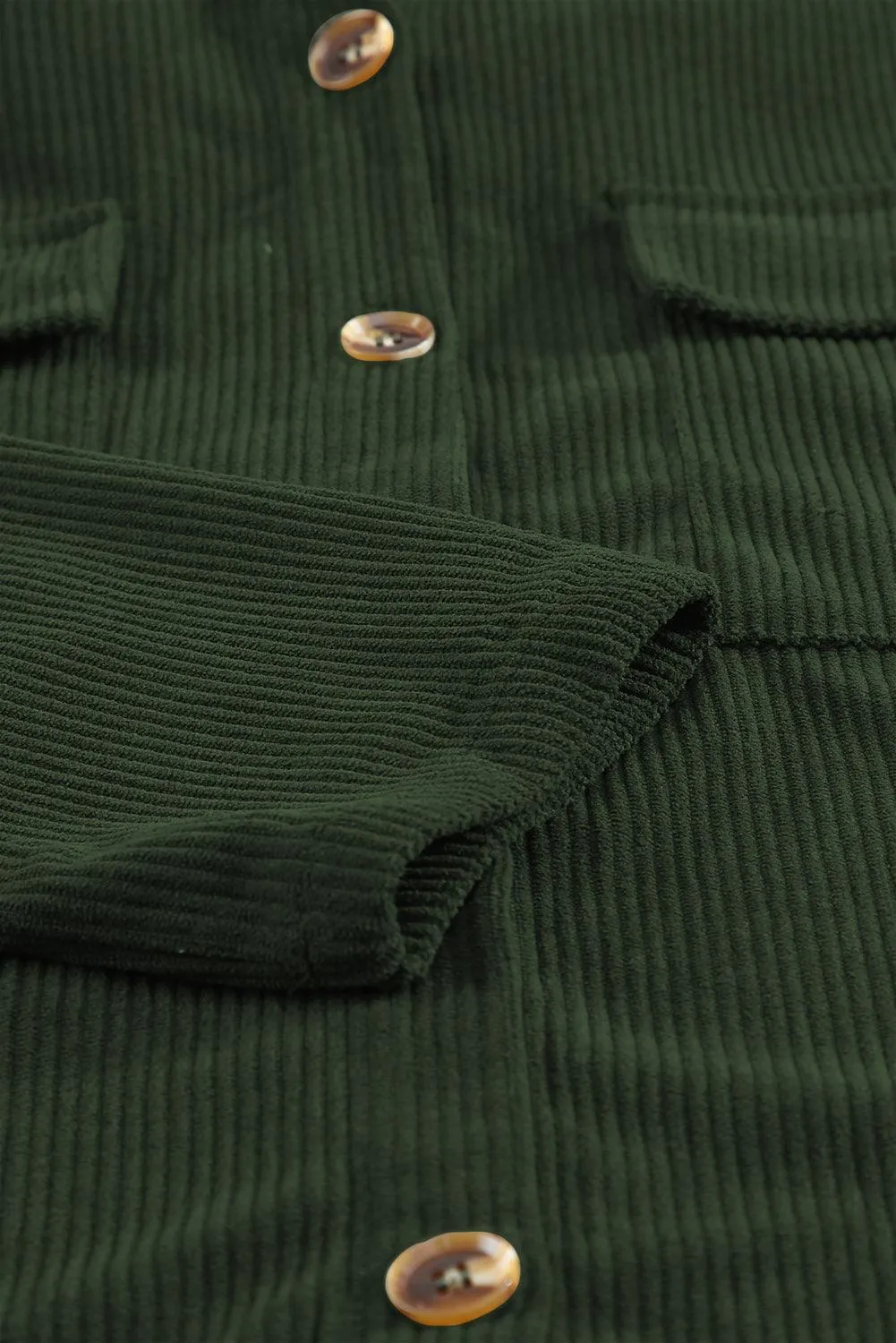 Hazel Blues® | Pocketed Button Ribbed Textured Shacket