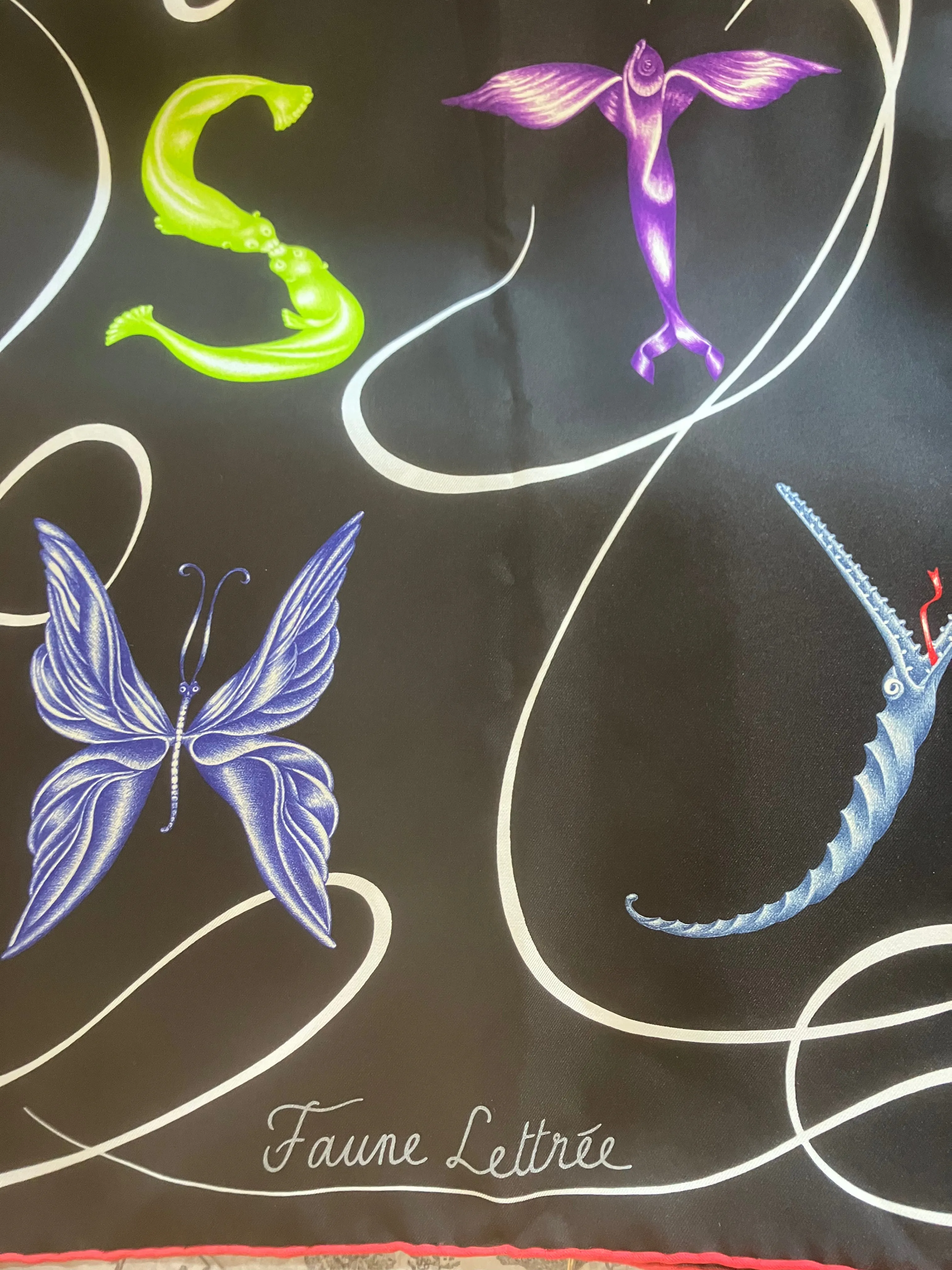 Hermès Faune Lettrée Silk Scarf by Florence Manlik