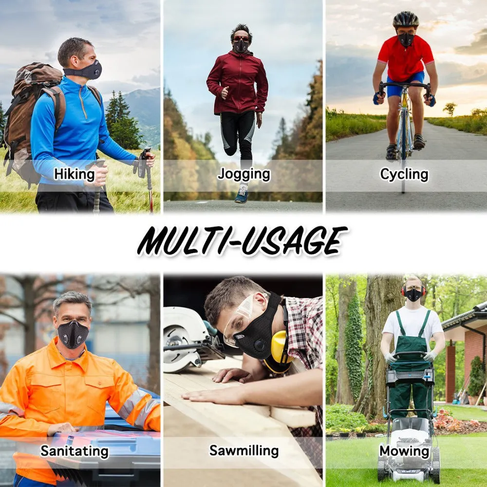 High-Quality Anti-Pollution Cycling Mask - Activated Carbon Dustproof Face Mask for Men and Women, Outdoor Sports and Training Mask with Breathable Vents and Adjustable Fit