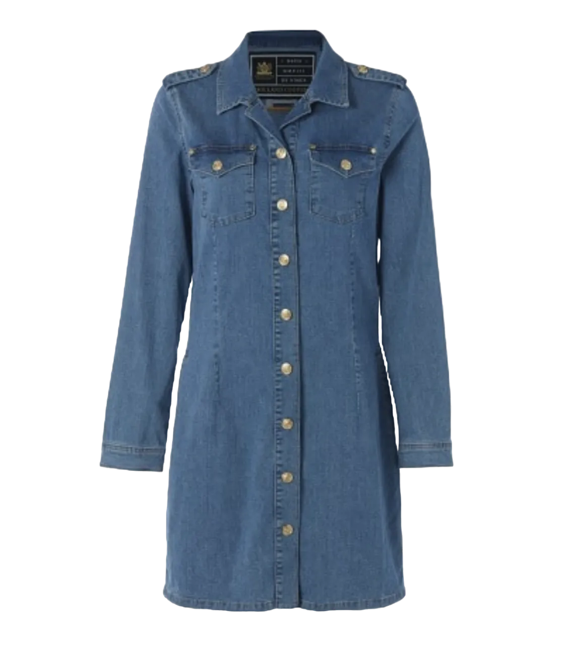 Holland Cooper Light Indigo Wash Denim Shirt Dress with pockets UK 16