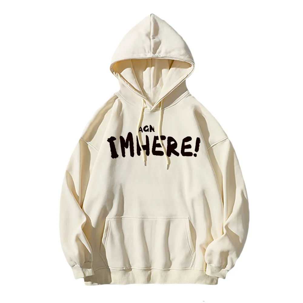 I am Here Letter Print Hoodie