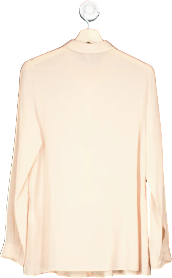 Iris & Ink Beige Silk Long Sleeve Blouse UK 10