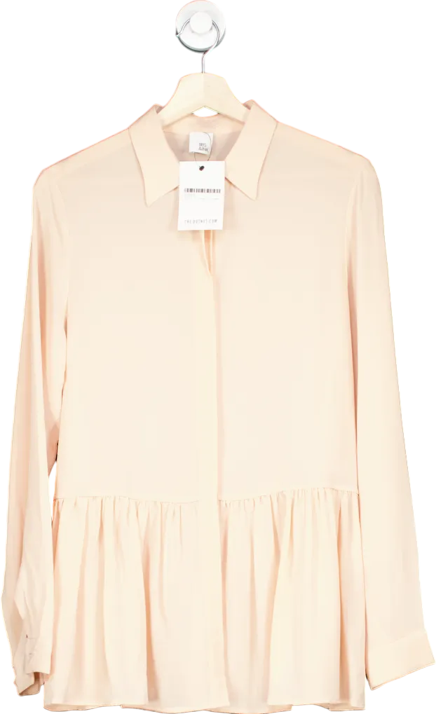 Iris & Ink Beige Silk Long Sleeve Blouse UK 10