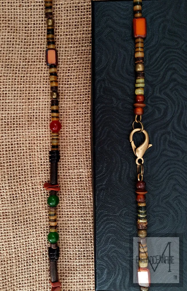 Irish Gold and Green Men Gemstone Necklace