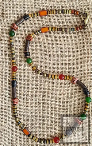 Irish Gold and Green Men Gemstone Necklace